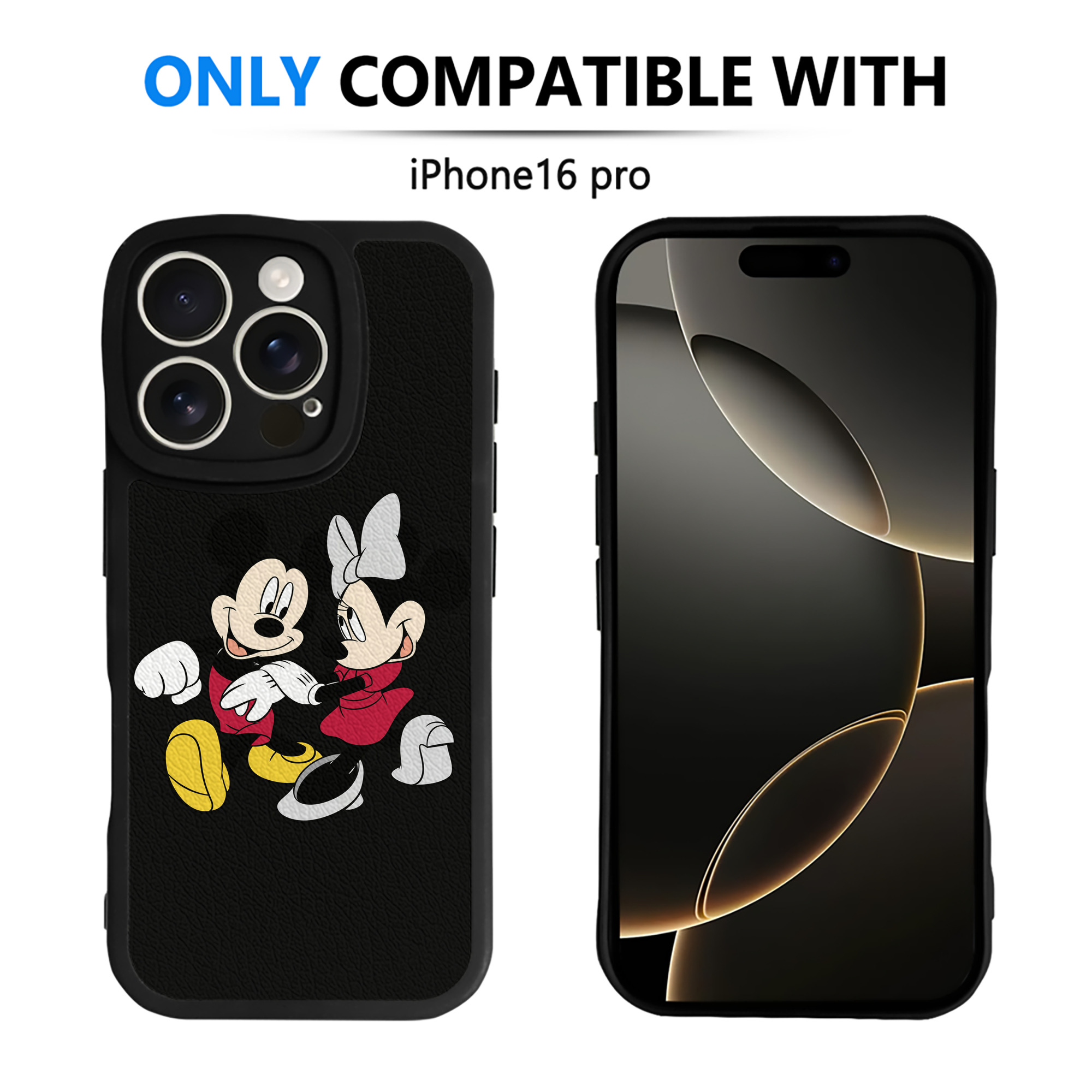 （画像用） ミッキーマウス Mickey Mouse 【iPhone 16シリーズ対応】シリコンスマホケース（レザー調） 材質：シリコン